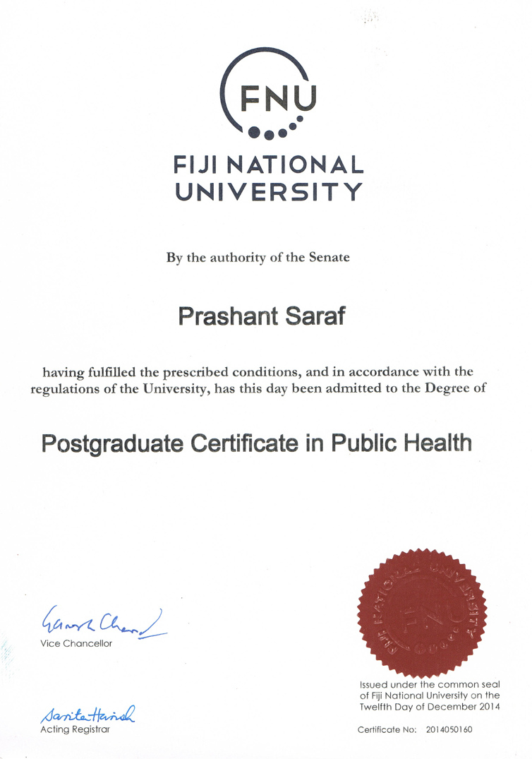 Fiji National University Public Health Prashant Saraf